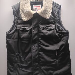 Phat Farm Black Vest with Cream Sherpa Collar